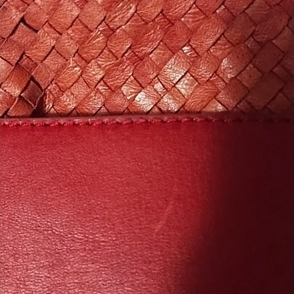 Elliott Lucca Genuine PIG Leather Orange Weaved Large Hobo Handbag - Picture 13 of 13